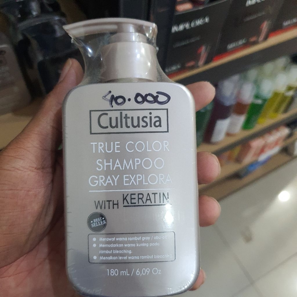 Cultusia True Color Shampoo Gray Explora (180 mL), sebuah sampo khusus yang dirancang untuk merawat 
