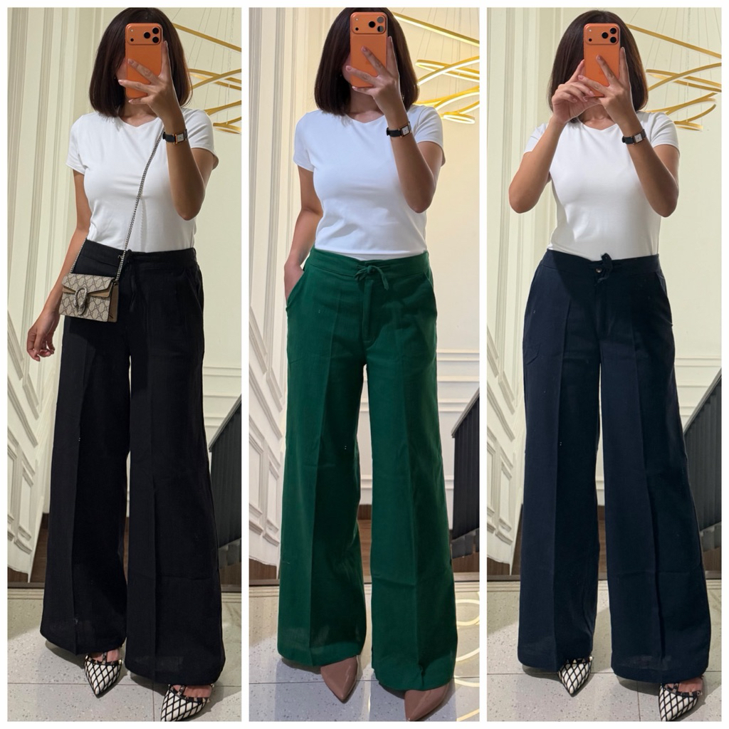 CELANA KULOT LINEN PREMIUM LINEN PANTS TALI IKAT ADJUST