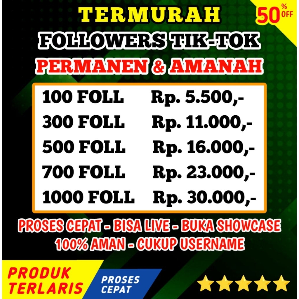 Followers TikTok Permanen Real Akun Low Drop Bisa Live