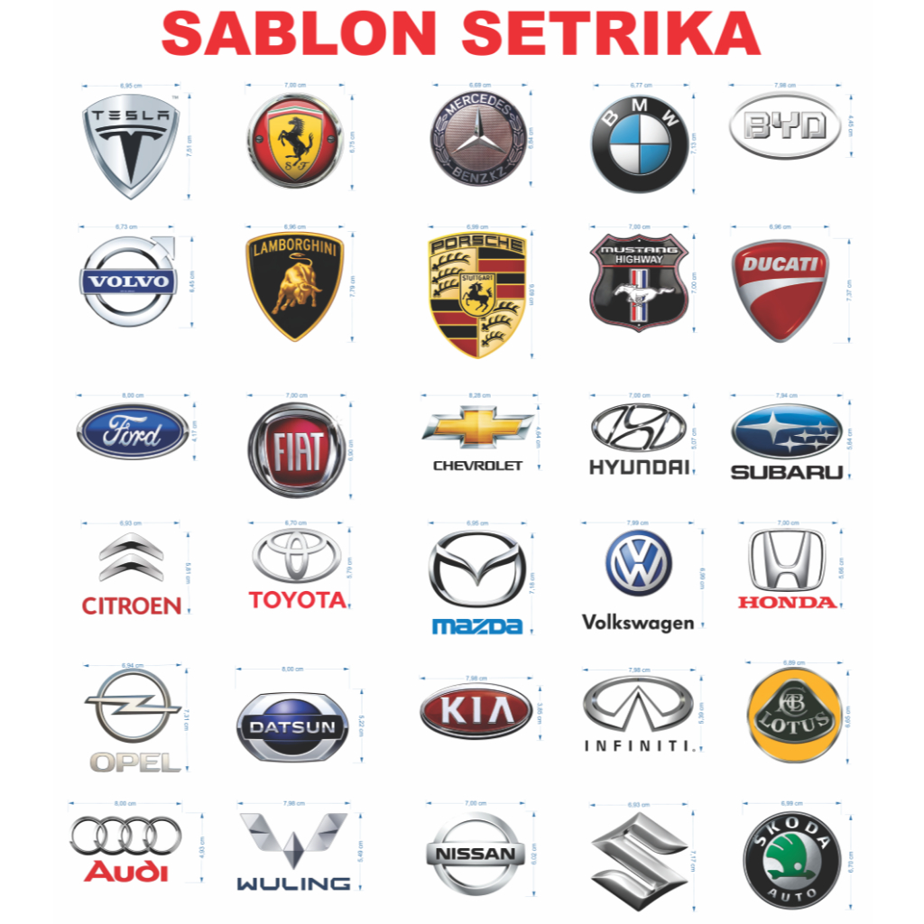 Sablon Setrika Merek Brand Mobil