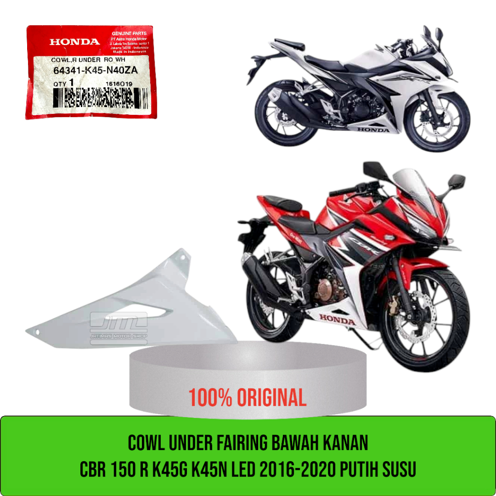 Cowl under fairing bawah kanan cbr150r K45G K45N putih susu 64341-K45-N40ZA