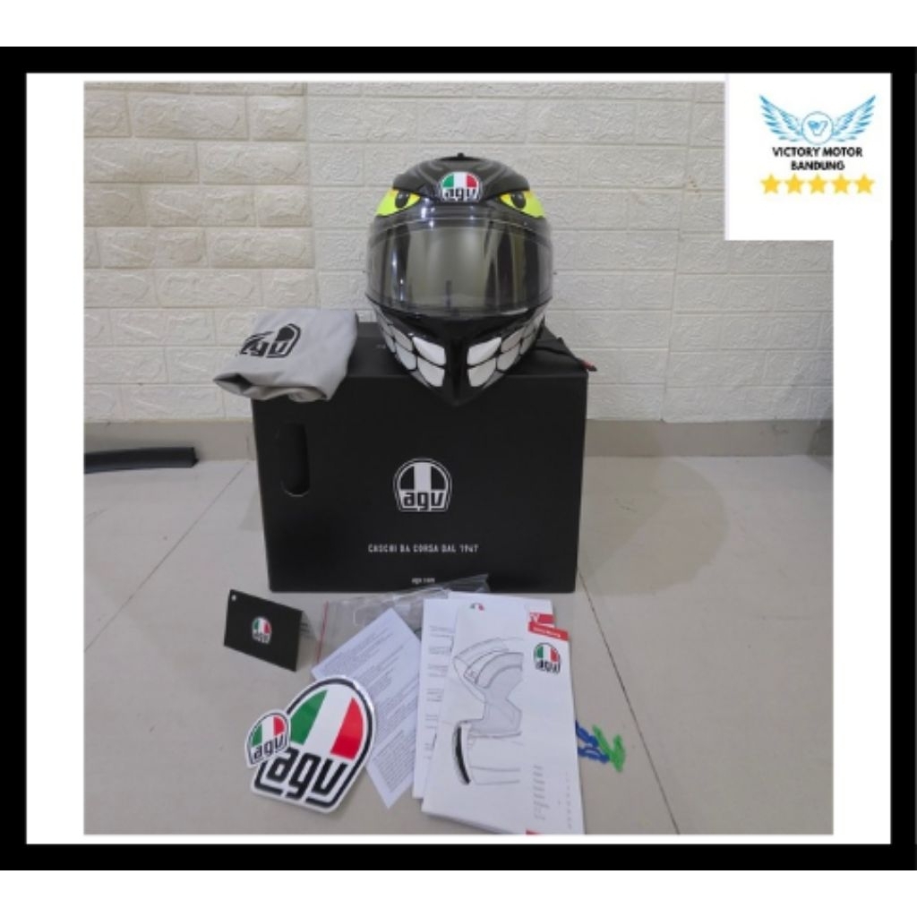 helm AGV K3SV Angry Black Second Sangat TERAWAT DAN PAKE PELINDUNG PPF di bagian bawah