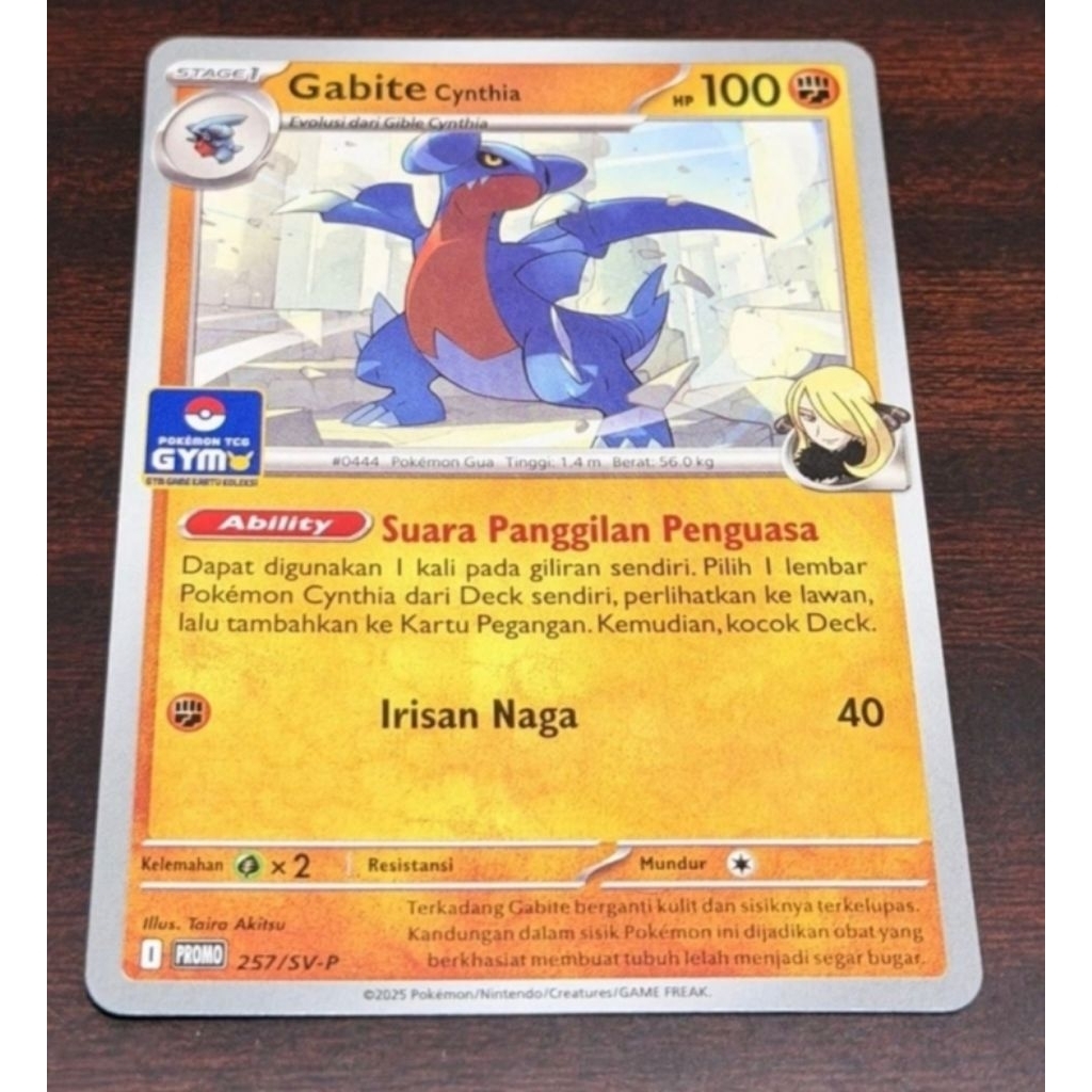 Kartu TCG Pokemon ID Original Gabite Cynthia Pokemon TCG Gym PROMO 257/SV-P