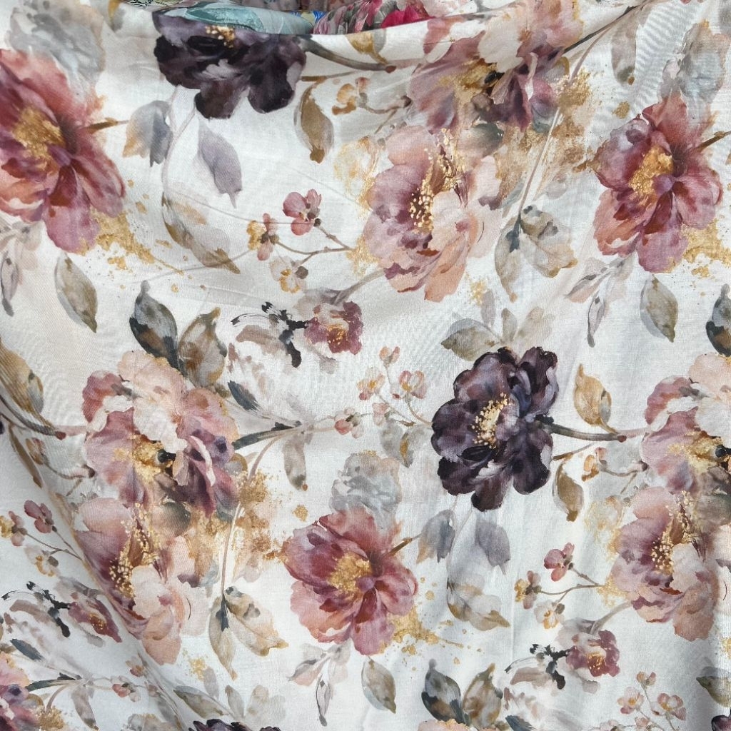 Kain Katun Rayon Motif Bunga Bunga | Katun Rayon Motif Meteran | Katun Rayon Viscose Premium