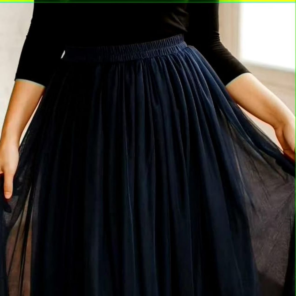 Rok Tutu Dewasa 3 Layer Hitam Putih – Tulle Skirt Elegant AestheticRok Tutu 3 Layer Dewasa Black Whi