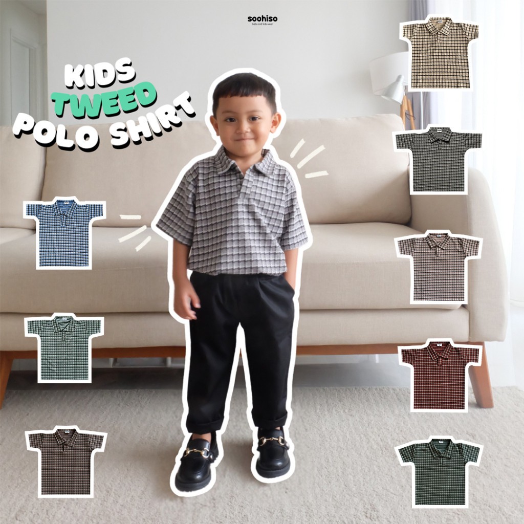 Kaos Kerah Anak Laki Laki / Tweed Polo Shirt Anak Laki Laki Usia 1-6 Tahun