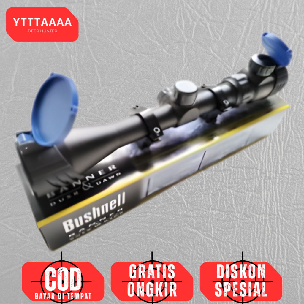 Teleskop Senapan Angin Bushnell 3-9x40 EG - Tahan Getaran, Lampu Reticle Warna, Lensa Jernih