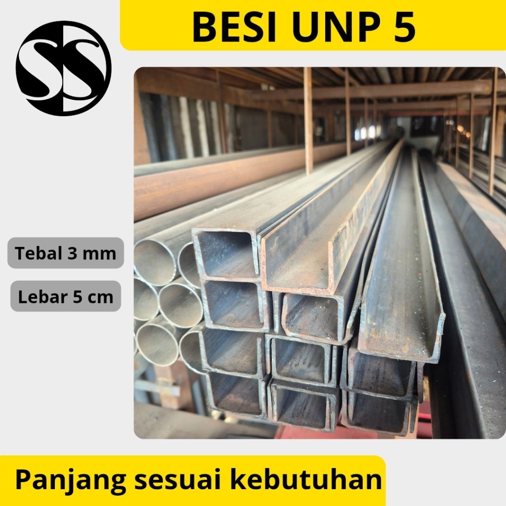 Besi Kanal UNP 5 tebal 3 mm | Besi UNP