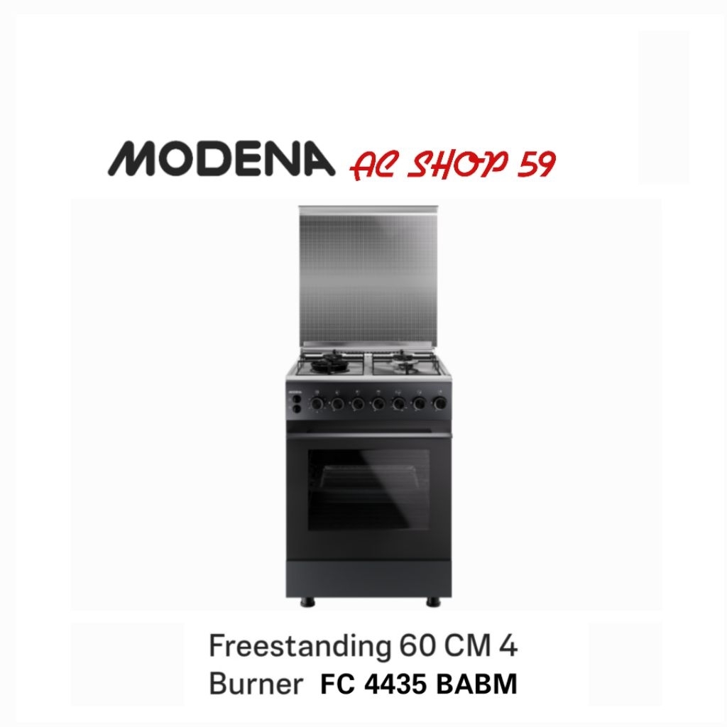 MODENA FC 4435 BABM Kompor Gas Freestanding Cooker 60 cm  4 Tungku & Oven Black Matte New
