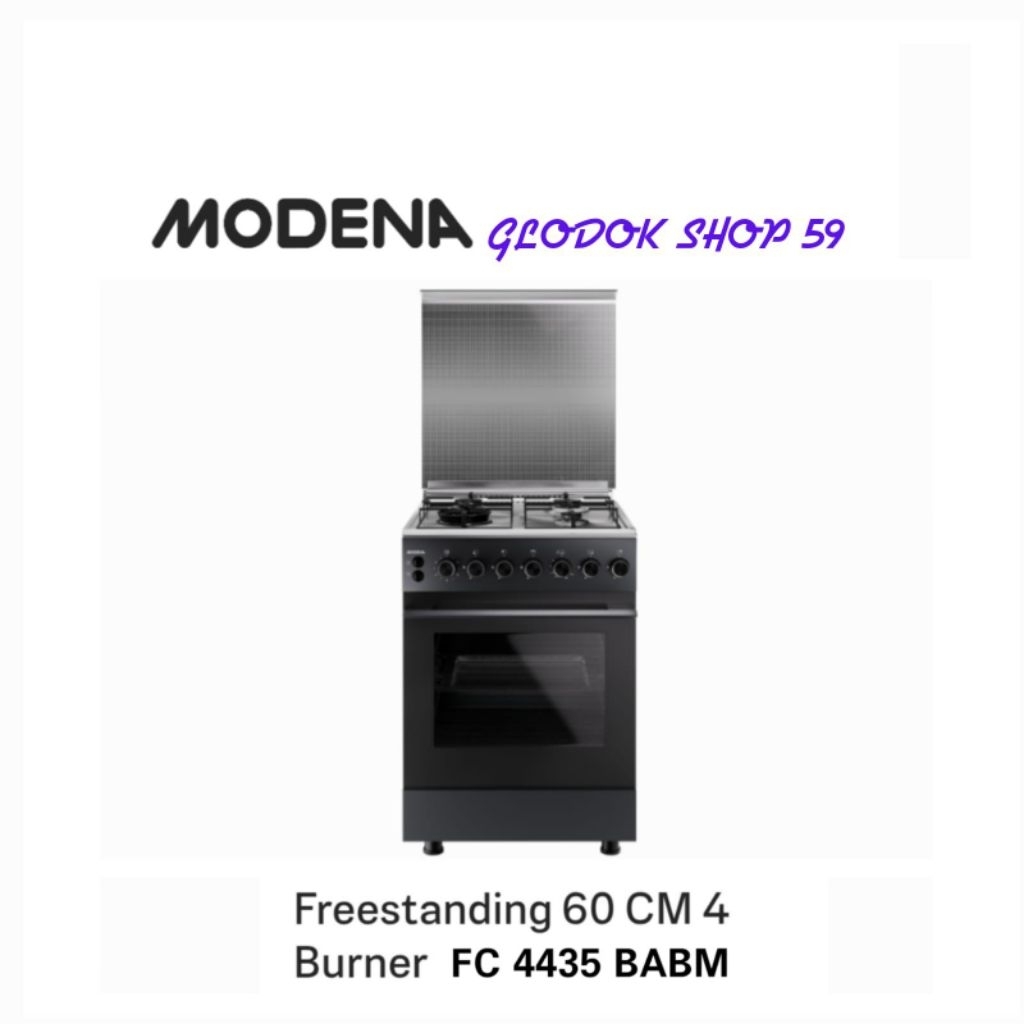 MODENA FC 4435 BABM Kompor Gas Freestanding Cooker 60 cm 4 Tungku & Oven Black Matte New
