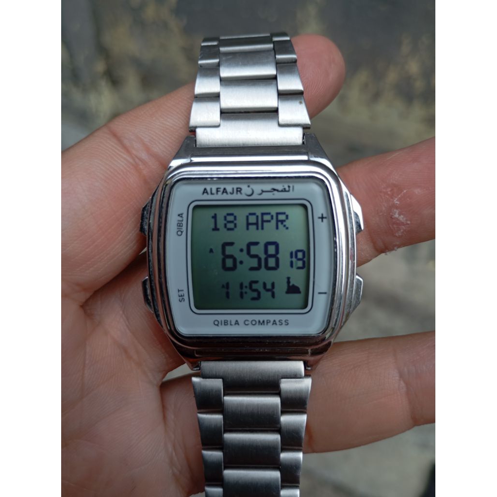 jam tangan al fajr  wp 04 qibla compas prayer alarm preloved second bekas ori