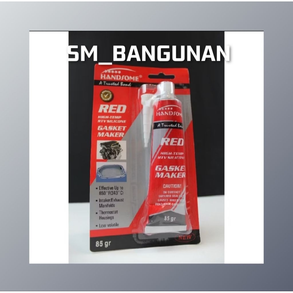 LEM GASKET HANDSOME UKURAN 85 GR / LEM RED SILICONE HANDSOME TUBE / HIGH TEMP RTV SILICONE