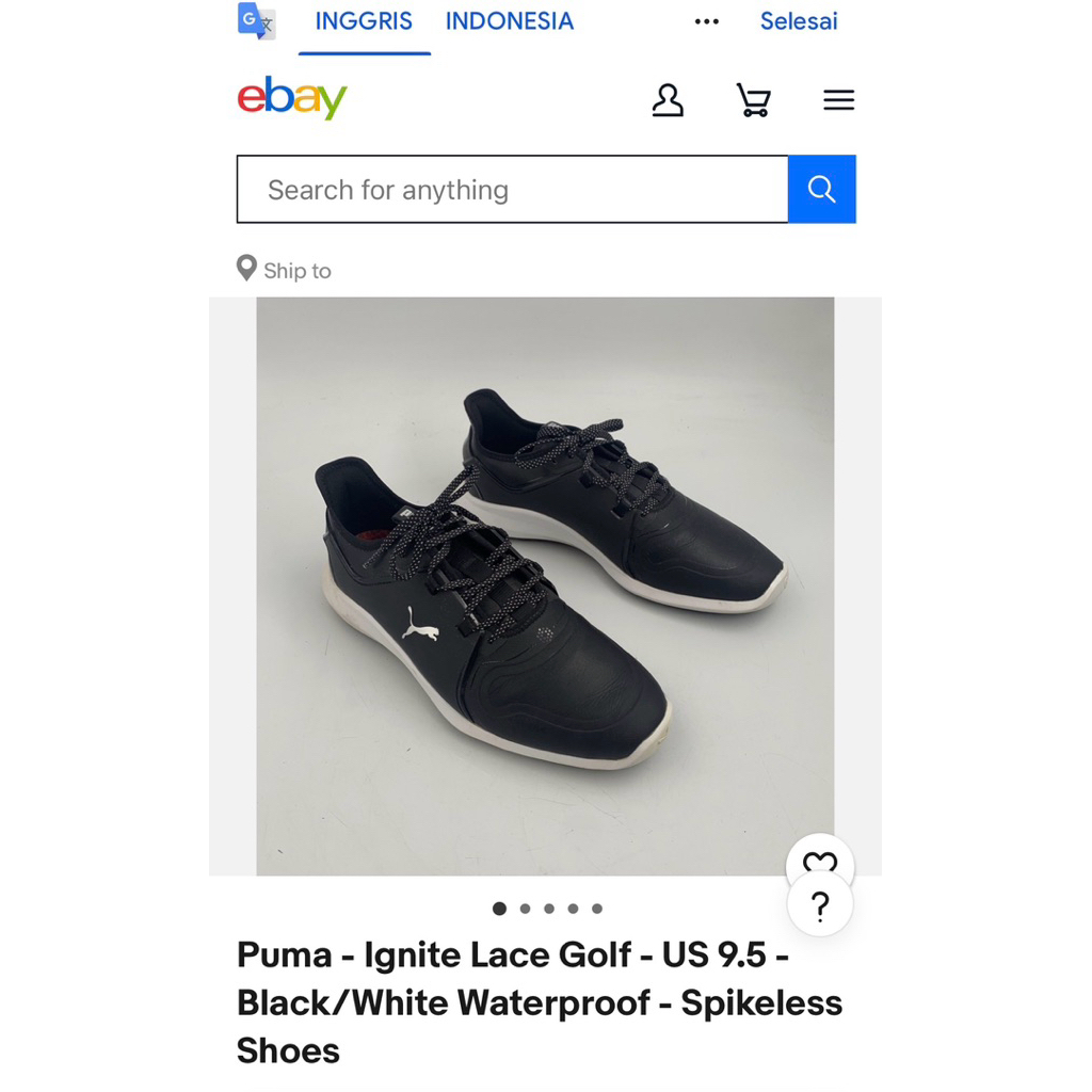 Preloved Puma - Ignite Lace Golf Size 42 - Black/White Waterproof - Spikeless Shoes