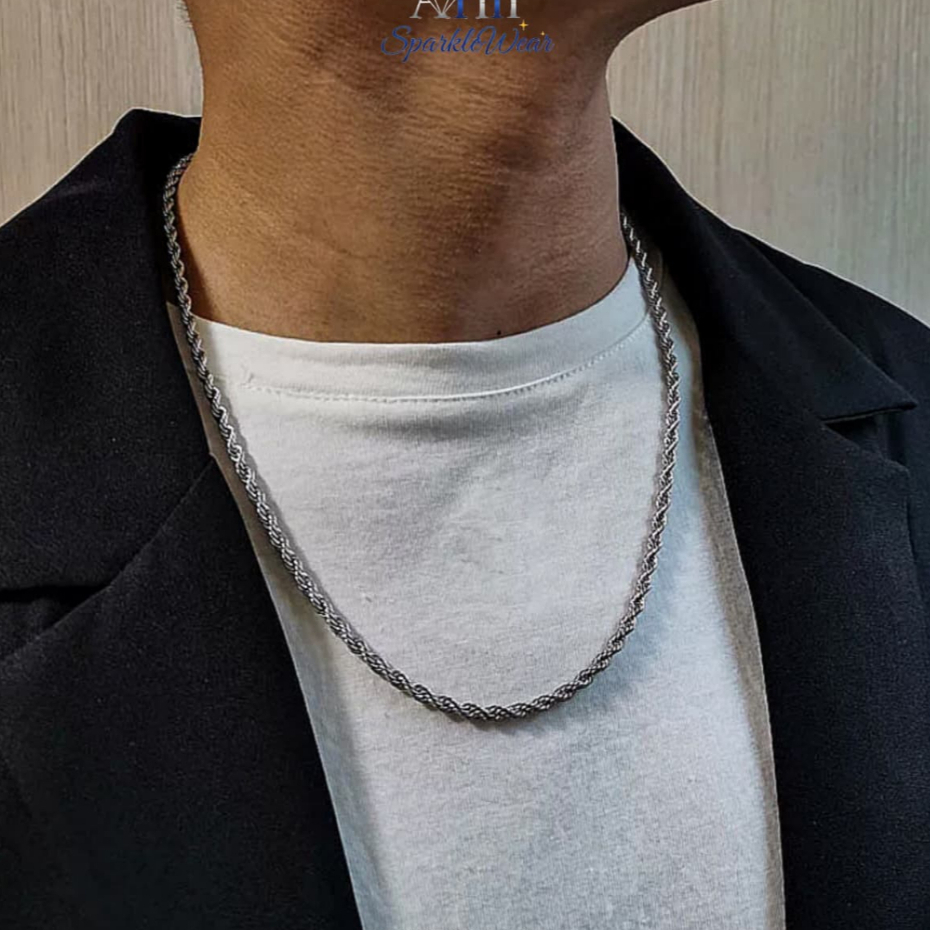 Kalung Rantai Tambang Titanium Anti Luntur Premium Pria Wanita 2-5mm