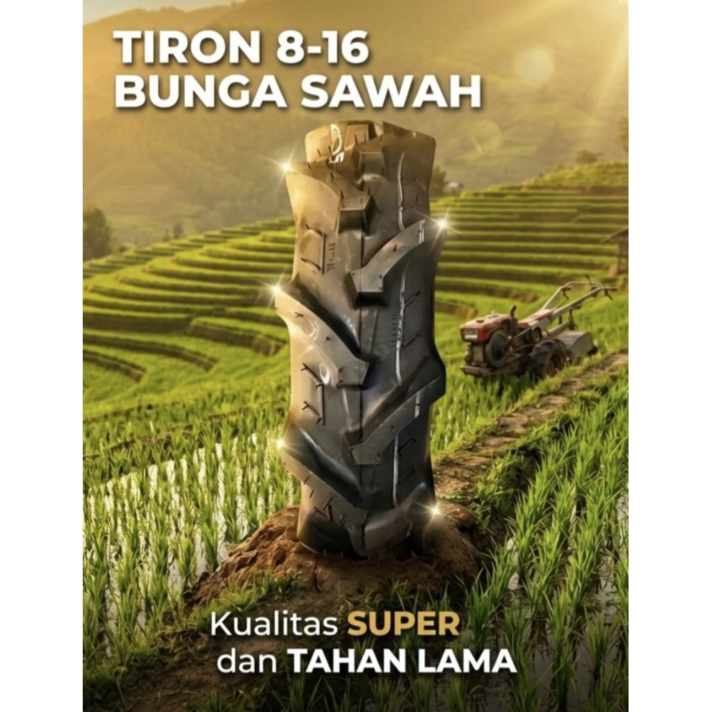 Ban Traktor 8-16 (Ring 16) bisa untuk Traktor Yanmar, Iseki, Jondre, Jetor, Ban Grandong, Ban Langsi