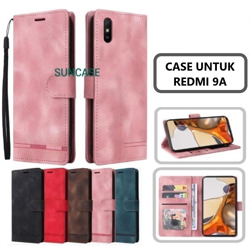Casing hp XIAOMI REDMI 9A model flip dompet softcase premium ada tali