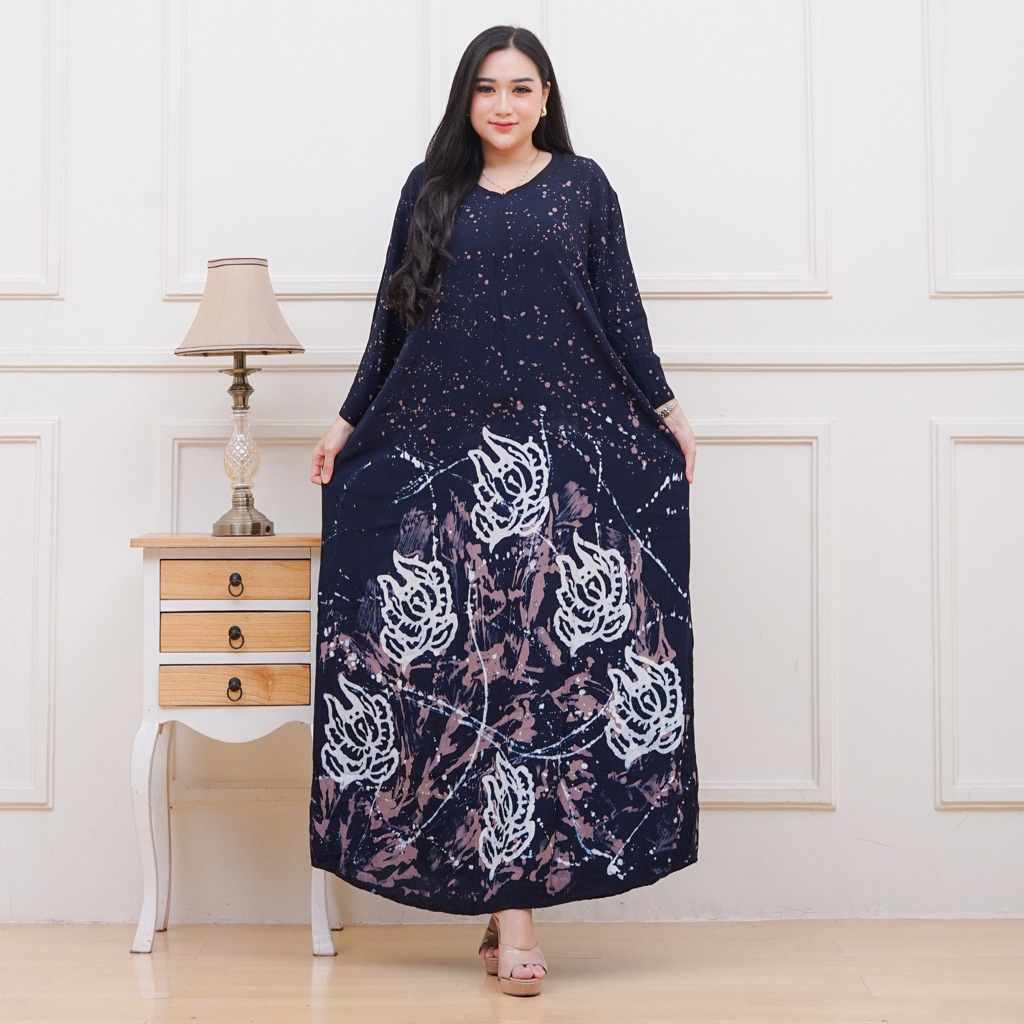 Gamis Rayon twil Ori Jumbo Ld 130 Daster Longdres Cap malaman Busui Baju Wanita Batik Terbaru
