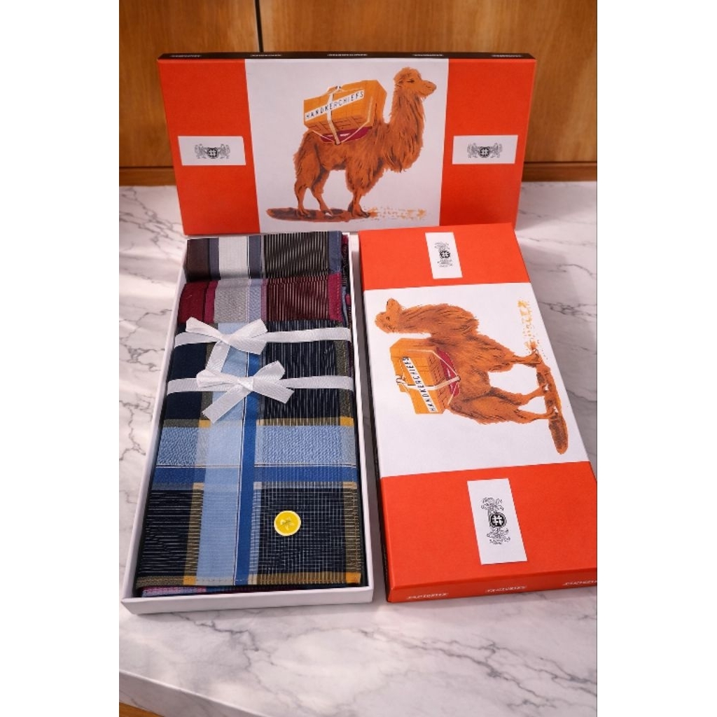Sapu Tangan Pria Camel Premium Kotak Exclusive - Bahan Katun, Halus, Lembut Sapu Tangan Pria Dewasa 
