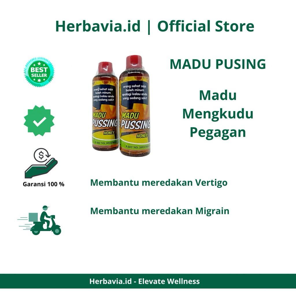 Herbavia - Madu Pussing - Madu untuk Migrain Vertigo Migren Sakit Kepala 250 ml