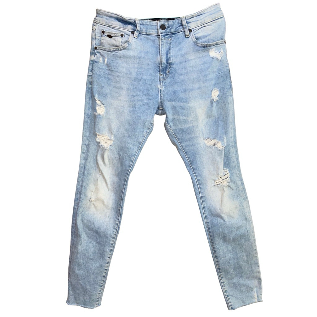 Preloved Celana Skinny Jeans Pria Pull & Bear Ripped Blue