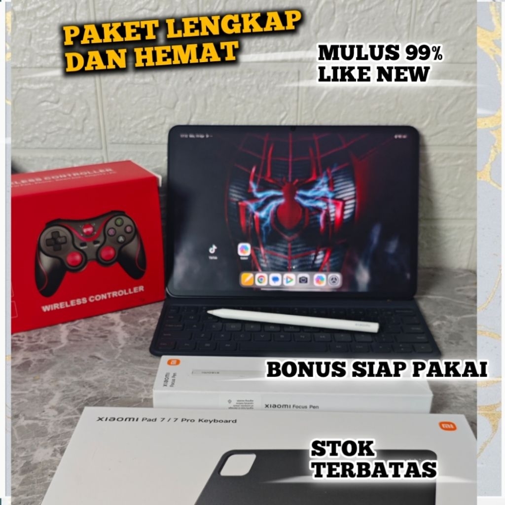 Xiaomi Pad 7 RAM 8 256GB Tablet Gaming Kencang Anti Lag Main Game Berat Bonus Keyboard Pen Joystick 