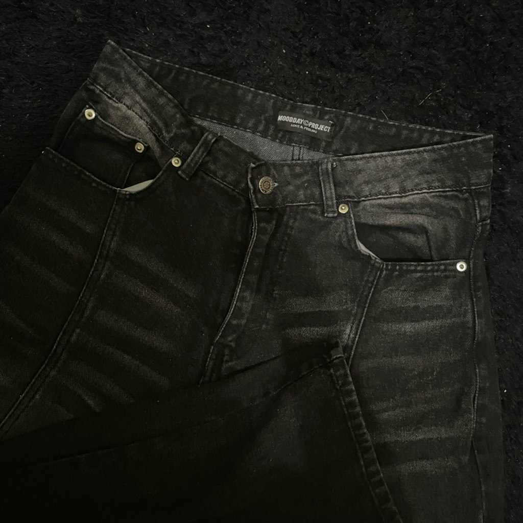 PRELOVED MOODDAY PROJECT SNOW BLACK BAGGY JEANS