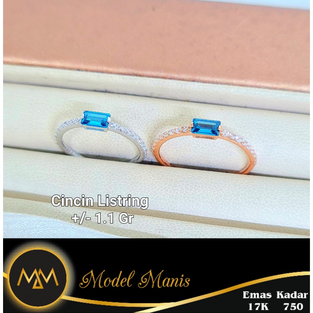 Model Manis Gold - Cincin Cuse Listring Putih Rosegold - Emas 17k 750
