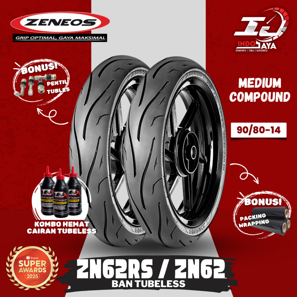 [READY] BAN LUAR TUBELESS ZENEOS ZN62 (90/80-14) BAN MATIC / BAN DEPAN BELAKANG MOTOR VARIO 125 / BE