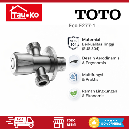 TOTO E277-1 Stop Kran 2 Cabang Kran Air Toilet Wastafel Stainless Steel SUS 304