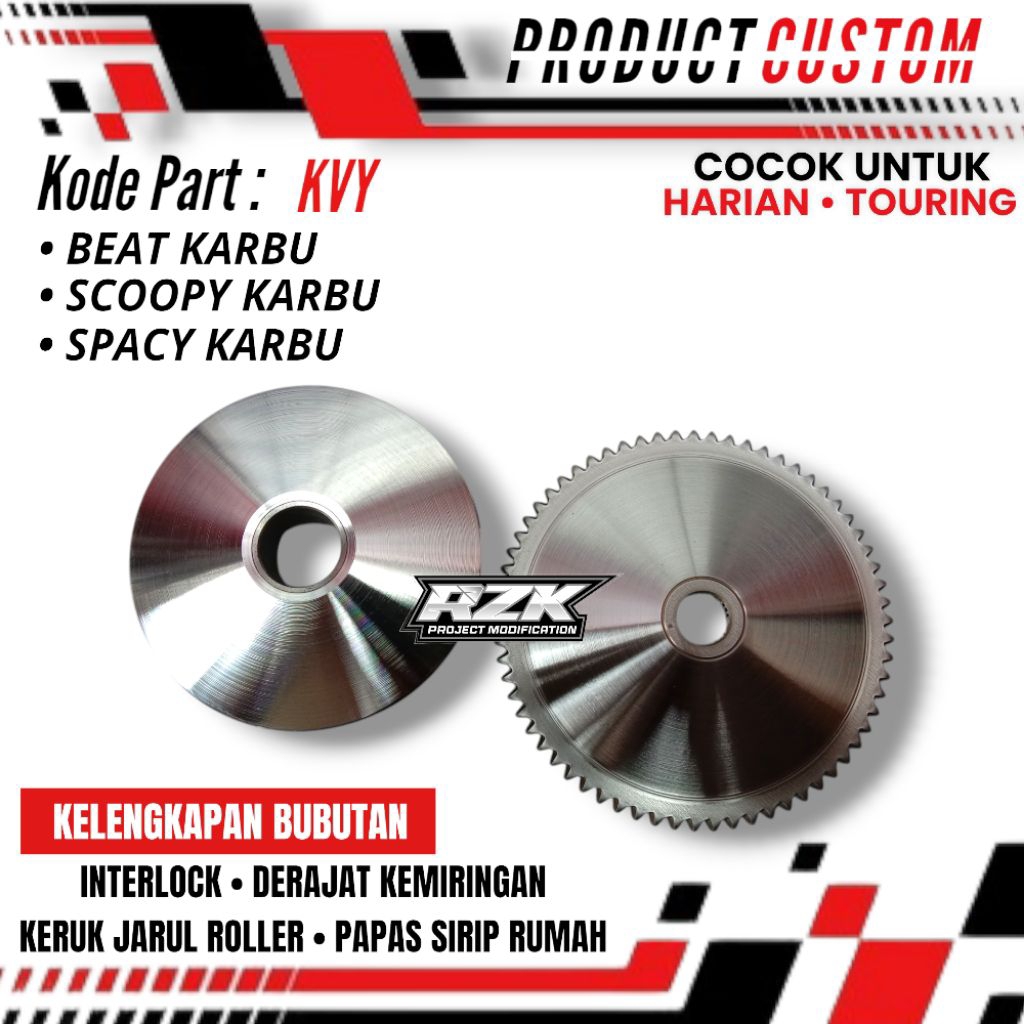 PULLEY SET KVY 100% ORIGINAL HONDA BEAT KARBU - SCOOPY KARBU - SPACY KARBU