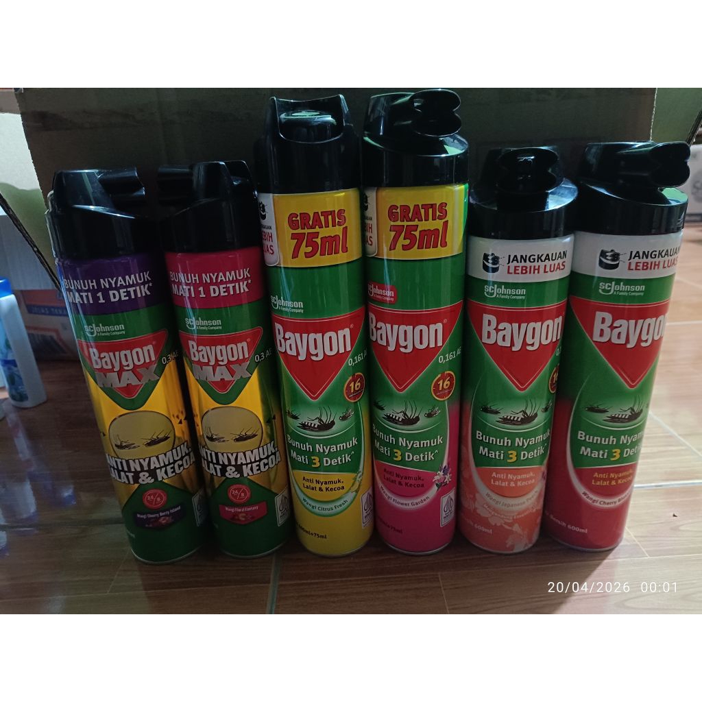 Baygon Aerosol/Max  600+75ml/600ml/500ml (Free Packing Dus)