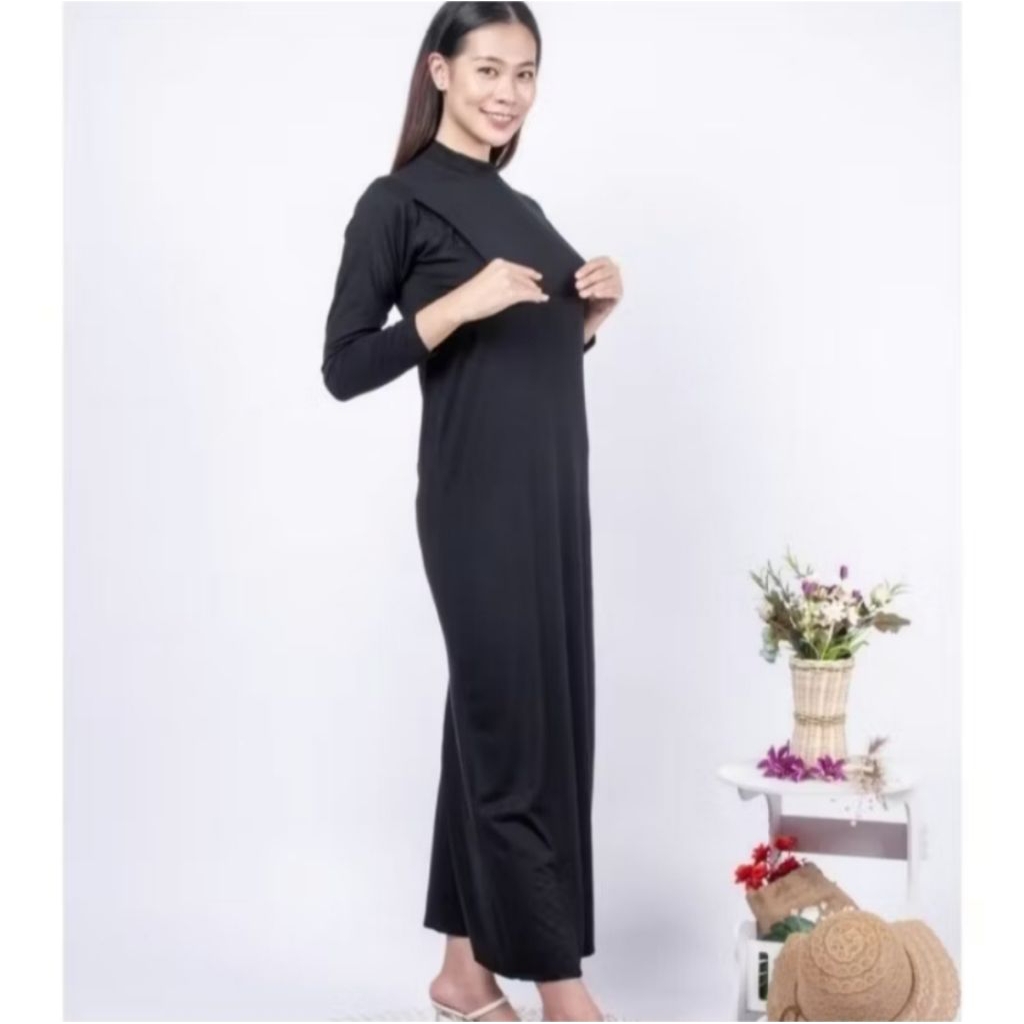 Dress Gamis Ibu Menyusui Lengan Panjang||Manset Gamis Busui