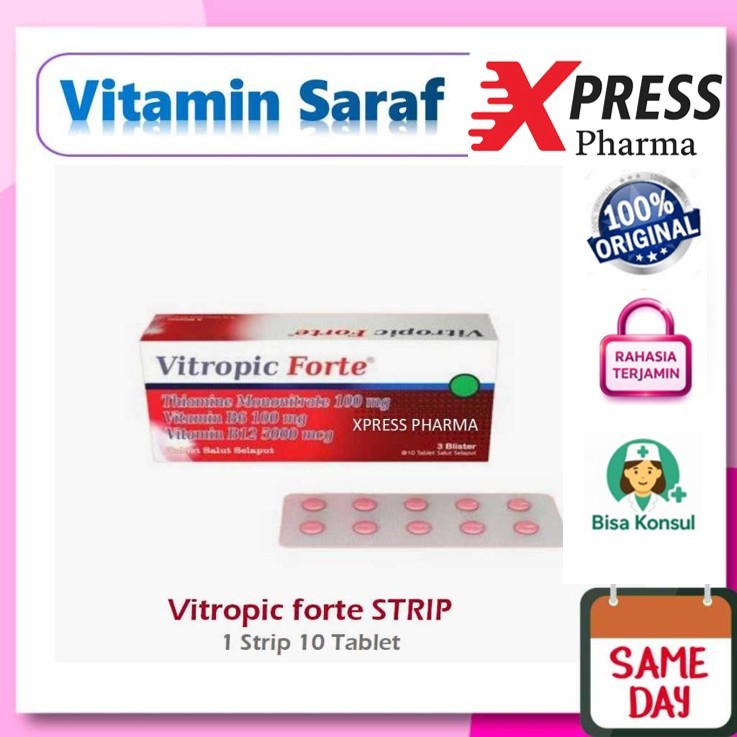 XPRESS  Vitropic FORTE STRIP isi 10 Tablet Obat Vitamin Komplek Komplex Neurobion Complek Complex B1