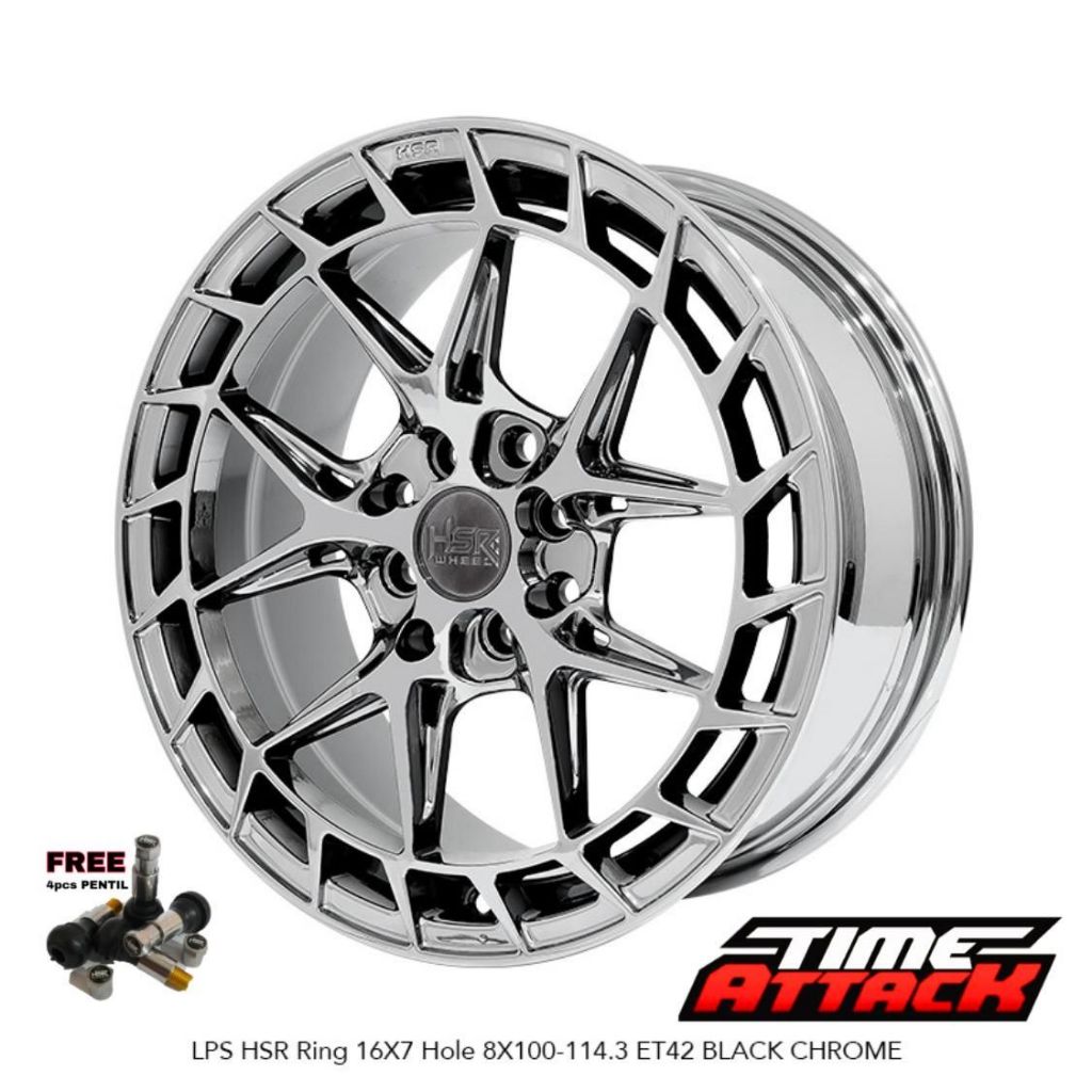 Velg Mobil Jazz R16 HSR Wheel LPS Velg HSR Black Chrome Ring 16