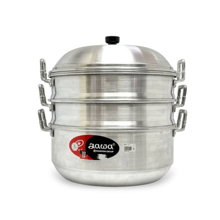Maspion Kukus Langseng 33 CM Susun 3 / Susun 4 Bahan Aluminium - Panci Kukus Dendeng Kukus