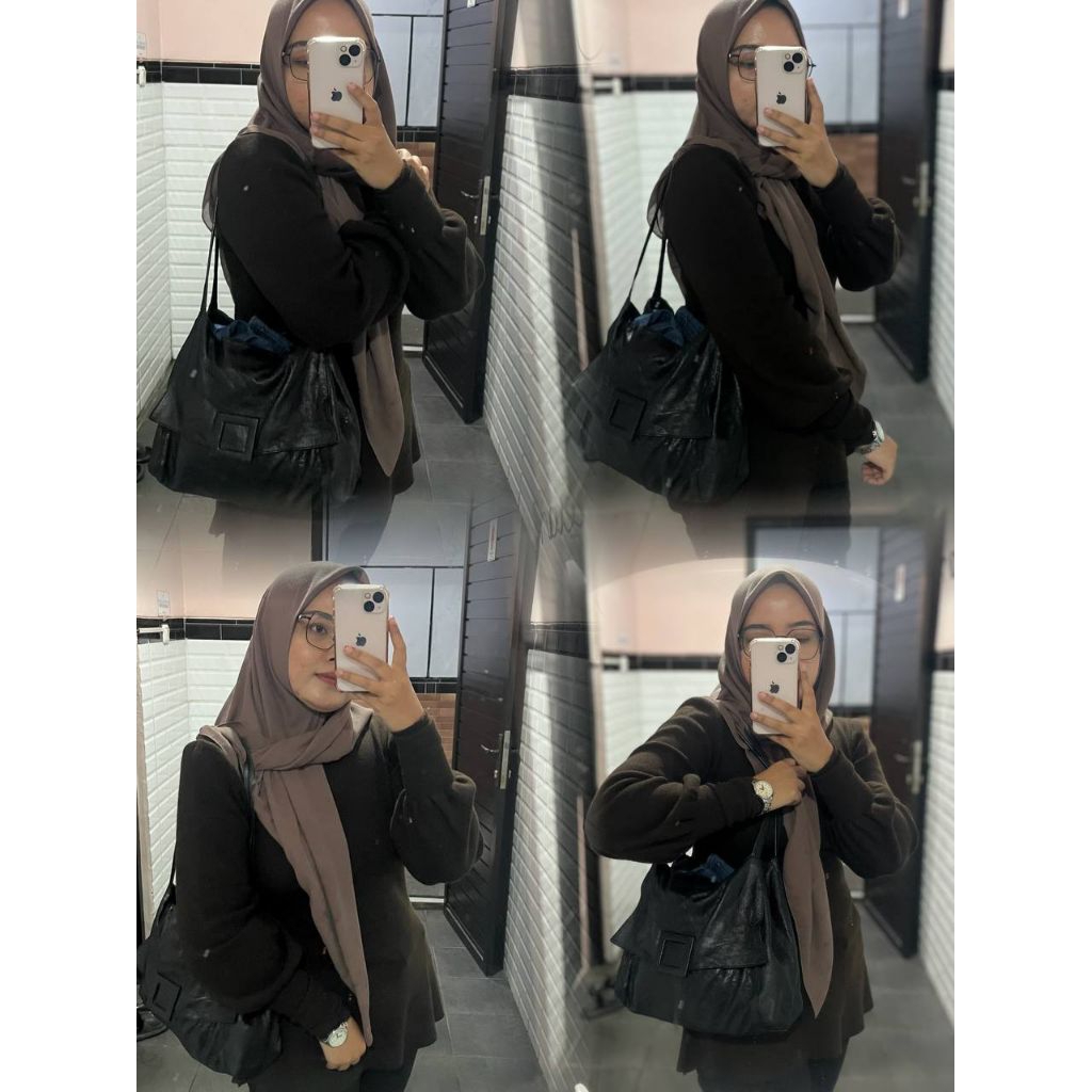 Totebag Rouge&Lounge Kulit Asli 3 Ruang warna Hitam | Tas Kulas Black Preloved Bekas Second