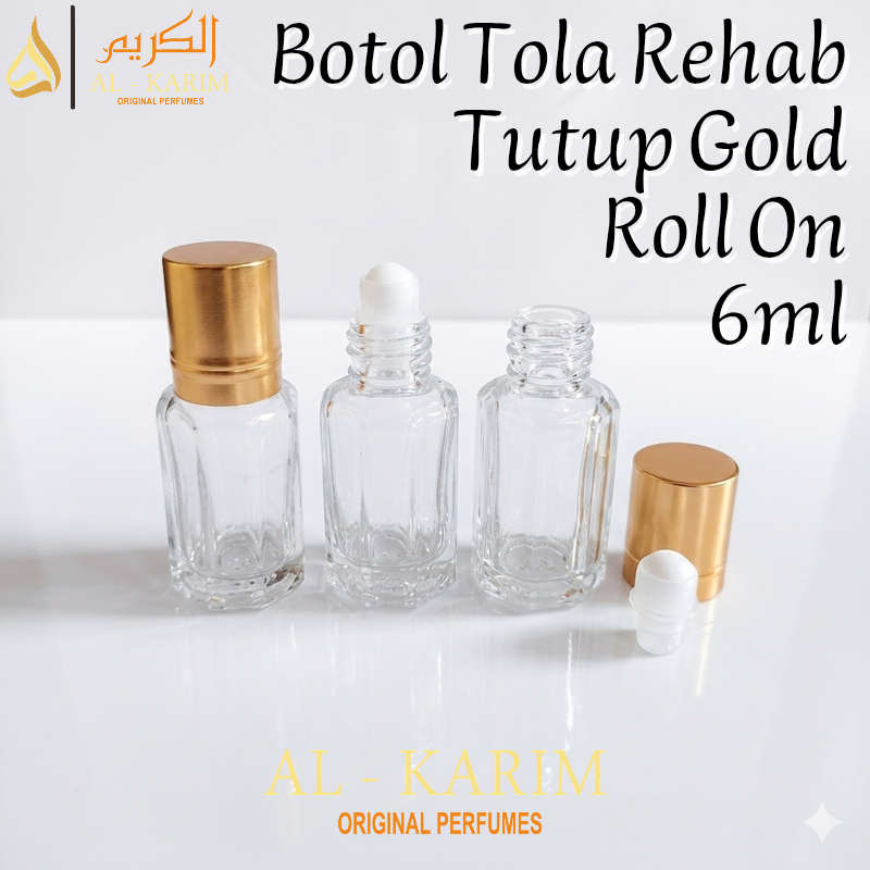 [1 Lusin] Botol Tola Al Rehab Gold 6ml Roll On Parfum Arab Travel Pack