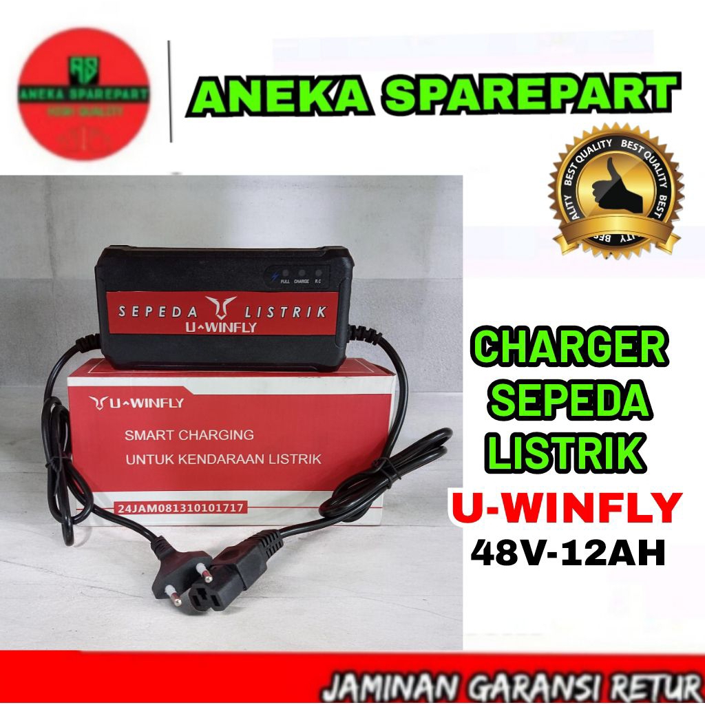 casan pengisi daya baterai sepeda listrik U-WINFLY 48V-12AH original u-winfly