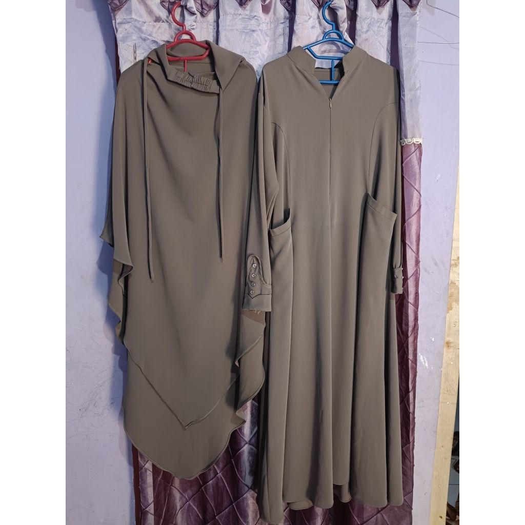 pl gamis series mina by zauhara warna lead grey set gamis dan fk