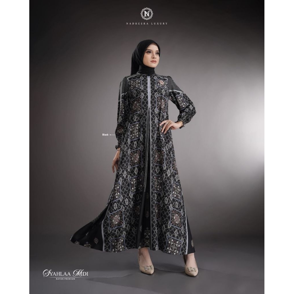Syahlaa midi dress by Nadheera Luxury || Gamis motif || Gamis nadheera luxury || Gamis premium