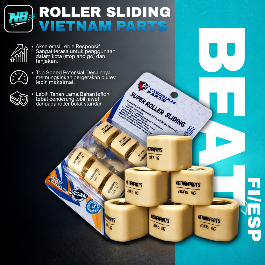 SUPER ROLLER SLIDING BEAT FI SCOOPY FI VARIO 110 KARBU BEAT STREAT ROLLER ISI 6 1 SET SLIDING ROLLER