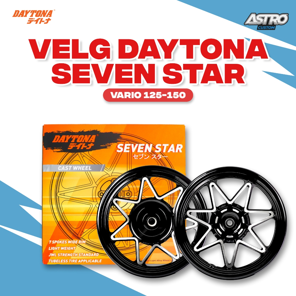 Velg Daytona Seven Star Vario 125 150 LED CBS Wheel Black Ring 14 5353 Peleg Original Racing CVT