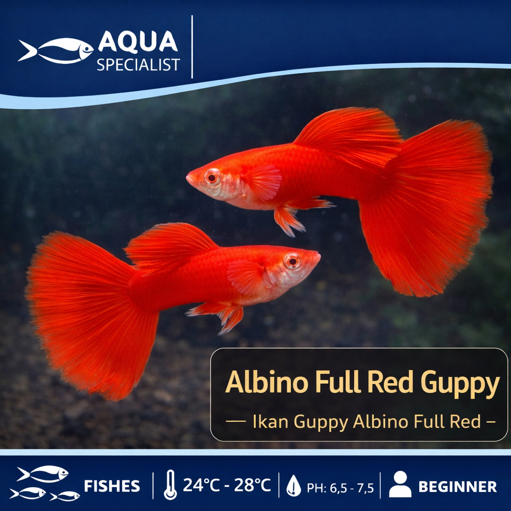 ikan guppy albino full red / GUPPY ALBINO FULL RED (AFR)