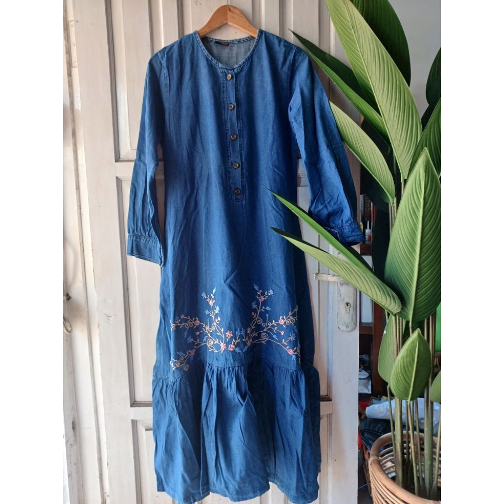 Preloved Gamis denim bordir