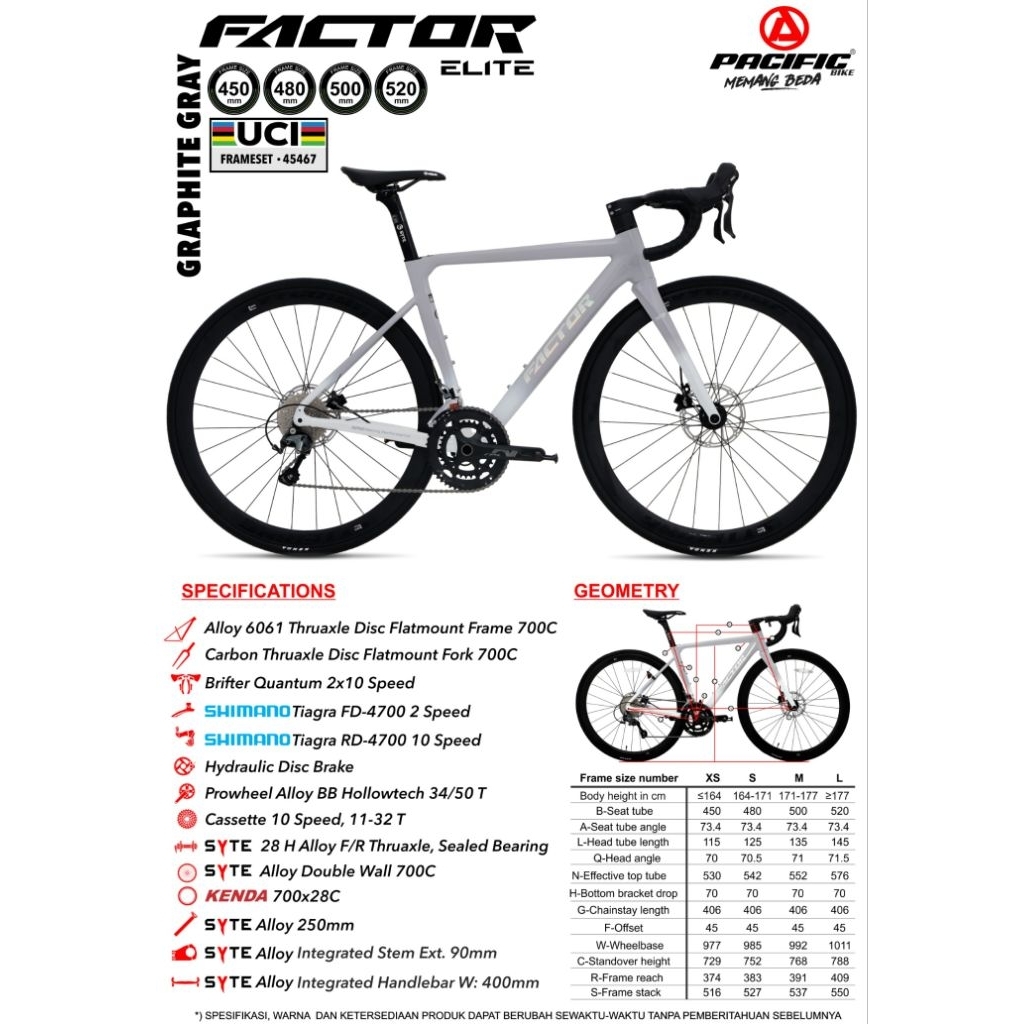 Sepeda balap road bike RB Pacific Factor Elite