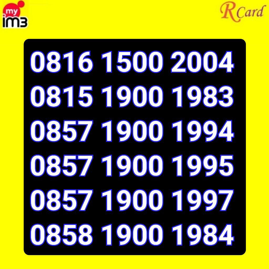 Perdana Nomor Cantik Indosat im3 Angka Ribuan Ratusan Tahun 1500 2004 1900 1983 1984 1994 1995 1997 