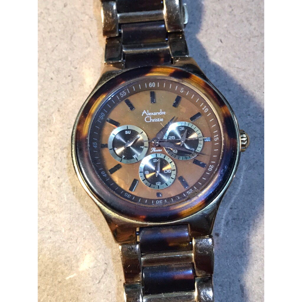 jam tangan alexandre christie quartz leopard second