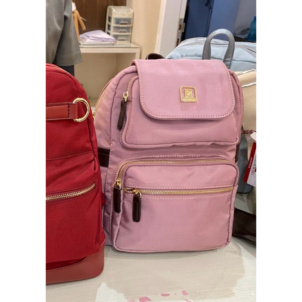 PRELOVED tas Elizabeth lokal brand ransel pink lilac kanvas
