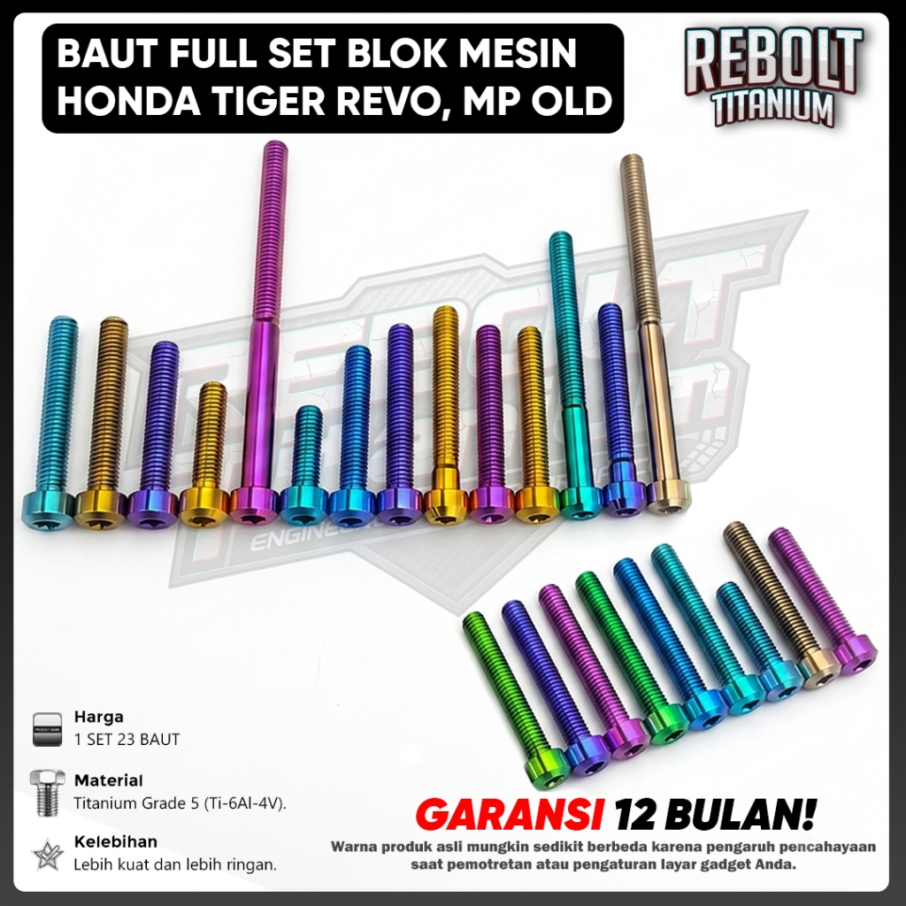 Baut Titanium Full Set Blok Mesin Tiger Revo Tiger 2000 Mega Pro Old GR5 REBOLT