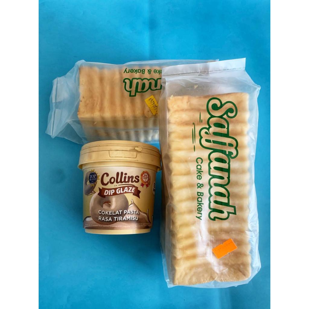 PAKET ROTI BAKAR(Collins Dip Glaze Tiramisu 300g, roti bakar)-halal roti bandung